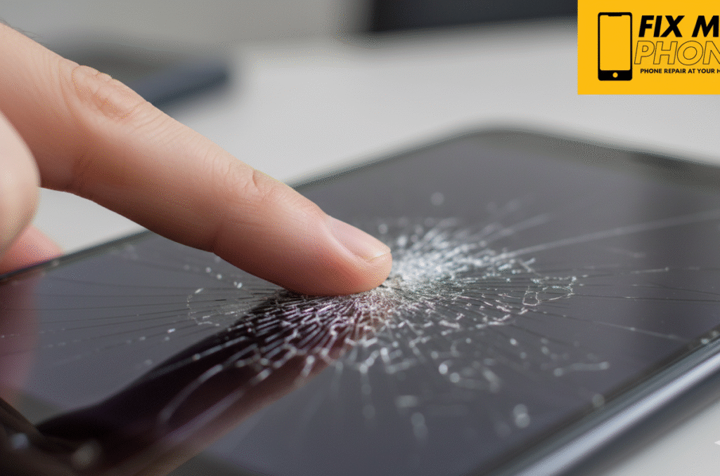 Cracked screen a technician check mobile scrren