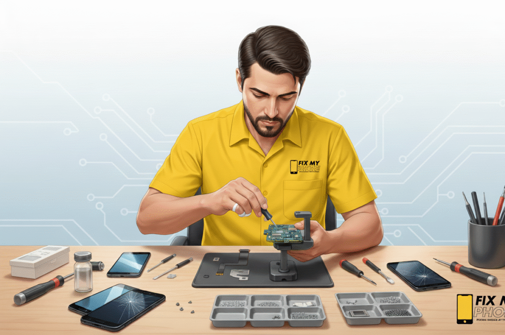Top 5 Phone Repair Myths a technician check mobile