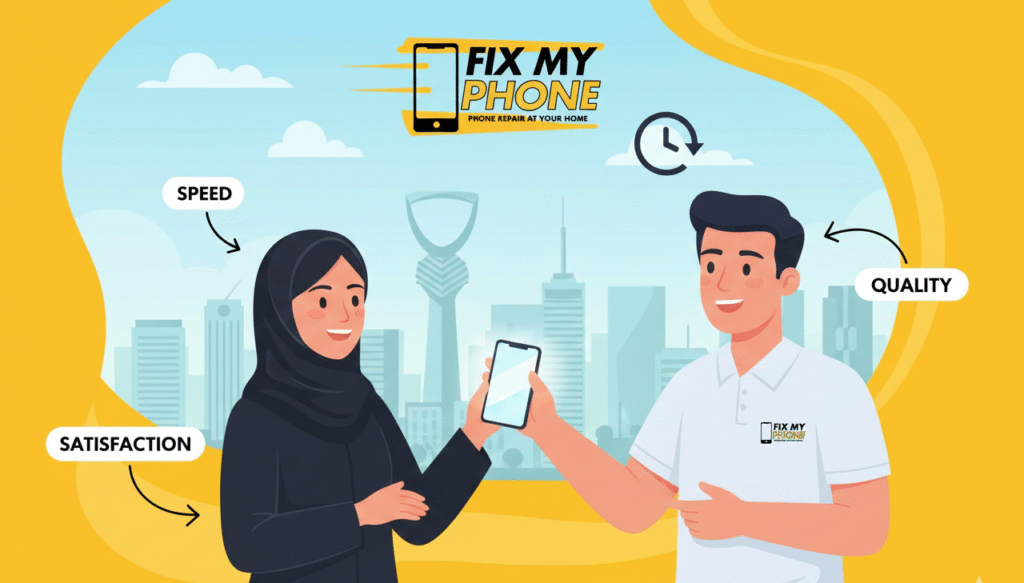 يصبح العملاء راضين جدًا بعد إصلاح هواتفهم لدى أفضل محلات صيانة الهواتف بواسطة Fix My Phone KSA