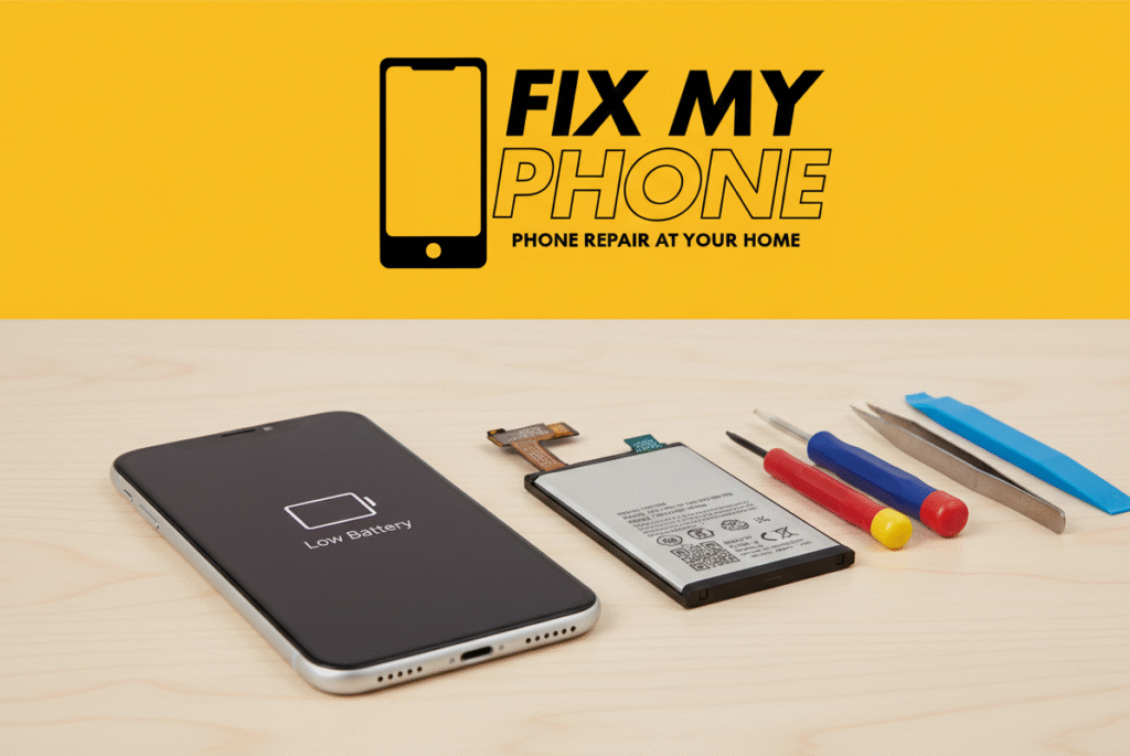 Mobile phone battery replacement service showing best phone battery repair near me in Riyadh
